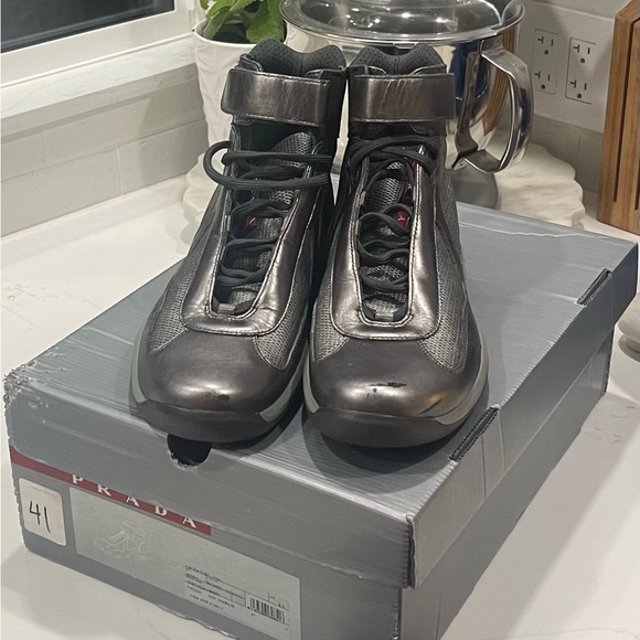 PRADA  high-top silhouette, wide Velcro ankle strap. 2000’s Prada linea Rossa. - Picture 5 of 8